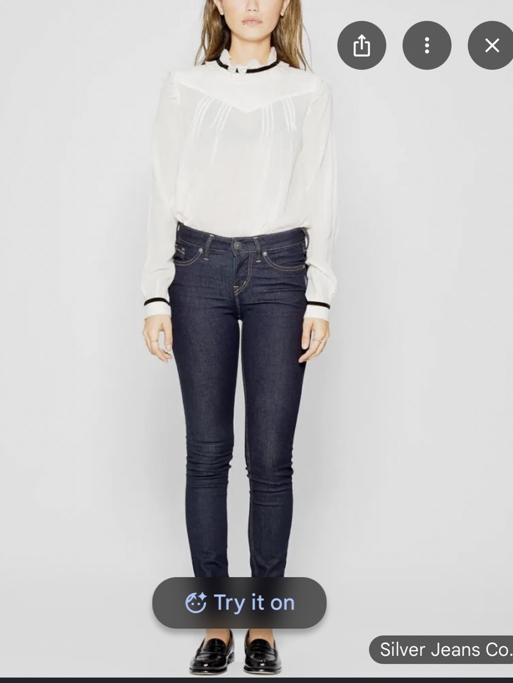 Sz 29/27🇨🇦⭐️Silver Aiko Super Skinny Dark Wash Mid -Rise Crop